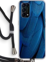Case Company® - Coque Oppo Find X3 Lite avec cordon - Paon - Protection de téléphone avec cordon Zwart - Tous les côtés et sur la protection des bords de l'écran