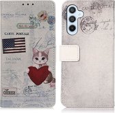 Hoesje Portemonnee Book Case Kat Print Geschikt voor Samsung Galaxy A54