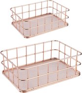 Bureau Organizer Metalen Opbergmand Rose Goud Huishoudelijke Opbergdoos Klein voor Keuken Plank Badkamer Kantoor Cosmetica 2 Stuks