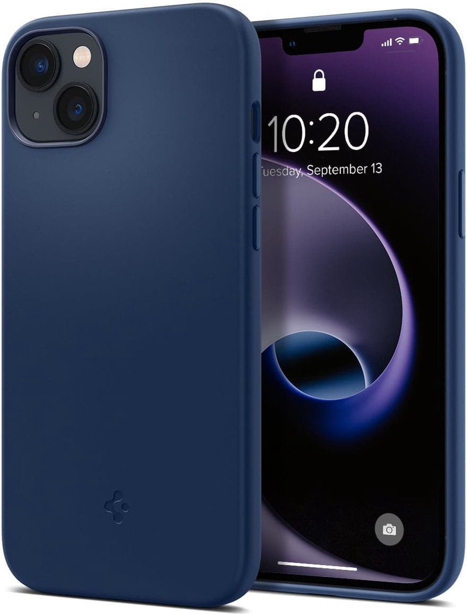 Geschikt voor Spigen Apple iPhone 14 Plus Silicone Fit Hoesje Geschikt voor Mag Blauw
