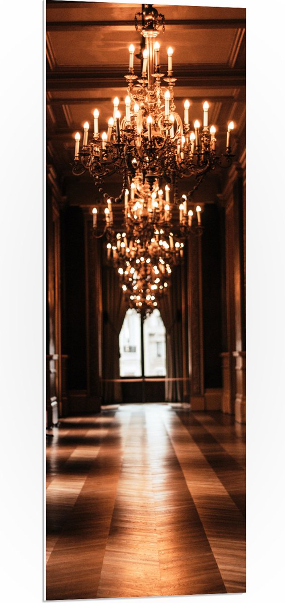 PVC Schuimplaat - Kroonluchter in de Hal - 40x120 cm Foto op PVC Schuimplaat (Met Ophangsy