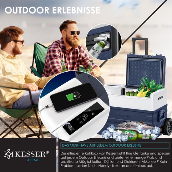 Compressorkoelbox 15 Liter - Met App-bediening, USB-poorten, -15°C Tot +20°C - Ideaal Voor In De Auto!