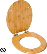 Infinity Goods Bamboe WC Bril Terry - Toiletbril Met Deksel - Soft Close - RVS Scharnieren - Inclusief Bevestigingsmateriaal