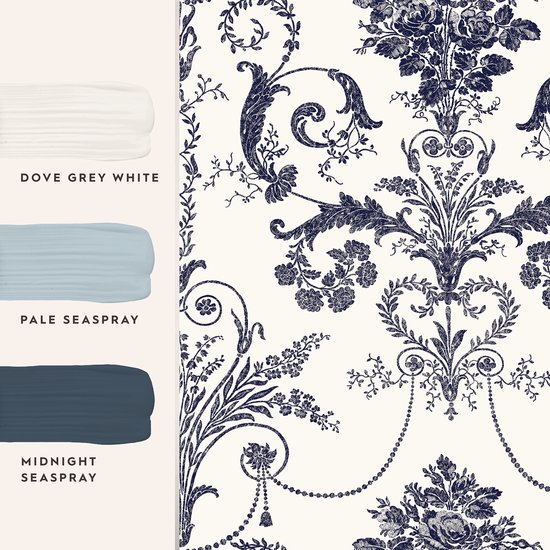 Laura Ashley - Papier peint intissé - Josette Off White & Midnight - Papier peint non tissé