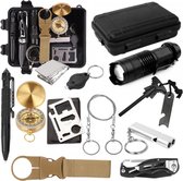 Survival Militaire Overlevingsset - Essentials Survival Kit - survival set - vuurstarter, zaag, noodfluit en nog veel meer