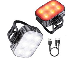 Inlustro LED Fietslamp Set - Voorlicht / Achterlicht - Fietslampjes Rood en Wit - Fietslicht Koplamp - Waterdicht / USB Oplaadbaar Inlustro LED Fietslamp Set - Voorlicht / Achterlicht - Fietslampjes Rood en Wit - Fietslicht Koplamp - Waterdicht / USB Oplaadbaar