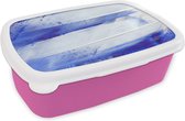 Broodtrommel Roze - Lunchbox - Brooddoos - Verf - Design - Blauw - 18x12x6 cm - Kinderen - Meisje