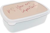 Broodtrommel Wit - Lunchbox - Brooddoos - Tekst - P.S. you are important - Quotes - 18x12x6 cm - Volwassenen