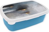 Broodtrommel Blauw - Lunchbox - Brooddoos - Wolken - Gold - Abstract - 18x12x6 cm - Kinderen - Jongen