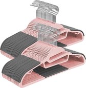 Kledinghangers XL - 20 stuks Roze/grijs - Broekhangers - Antislip - Ruimtebesparend - 41,5 x 0,5 x 22,5 cm