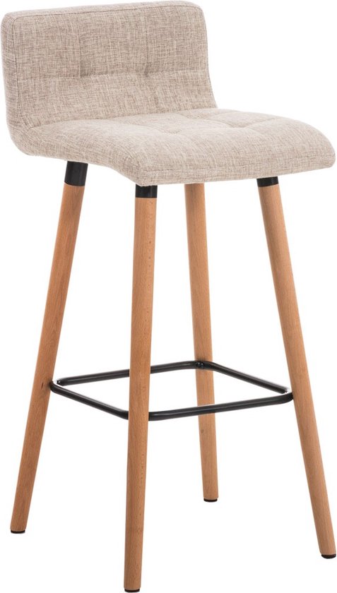 Luxe barkruk - Ergonomisch - Met rugleuning - Set van 1 - Barstoelen voor keuken of kantine - Polyester - Creme - Zithoogte 75cm