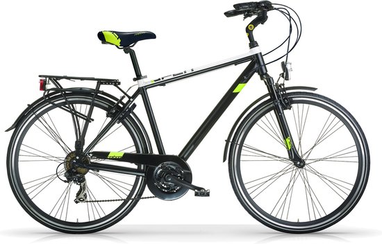 Vélo homme Sport - Avec 21 vitesses - Vélo de ville 28 pouces - Vélo de course - Taille de cadre 50cm - Hybride - Freins V et leviers de frein - Vélo homme & femme - Zwart/ blanc