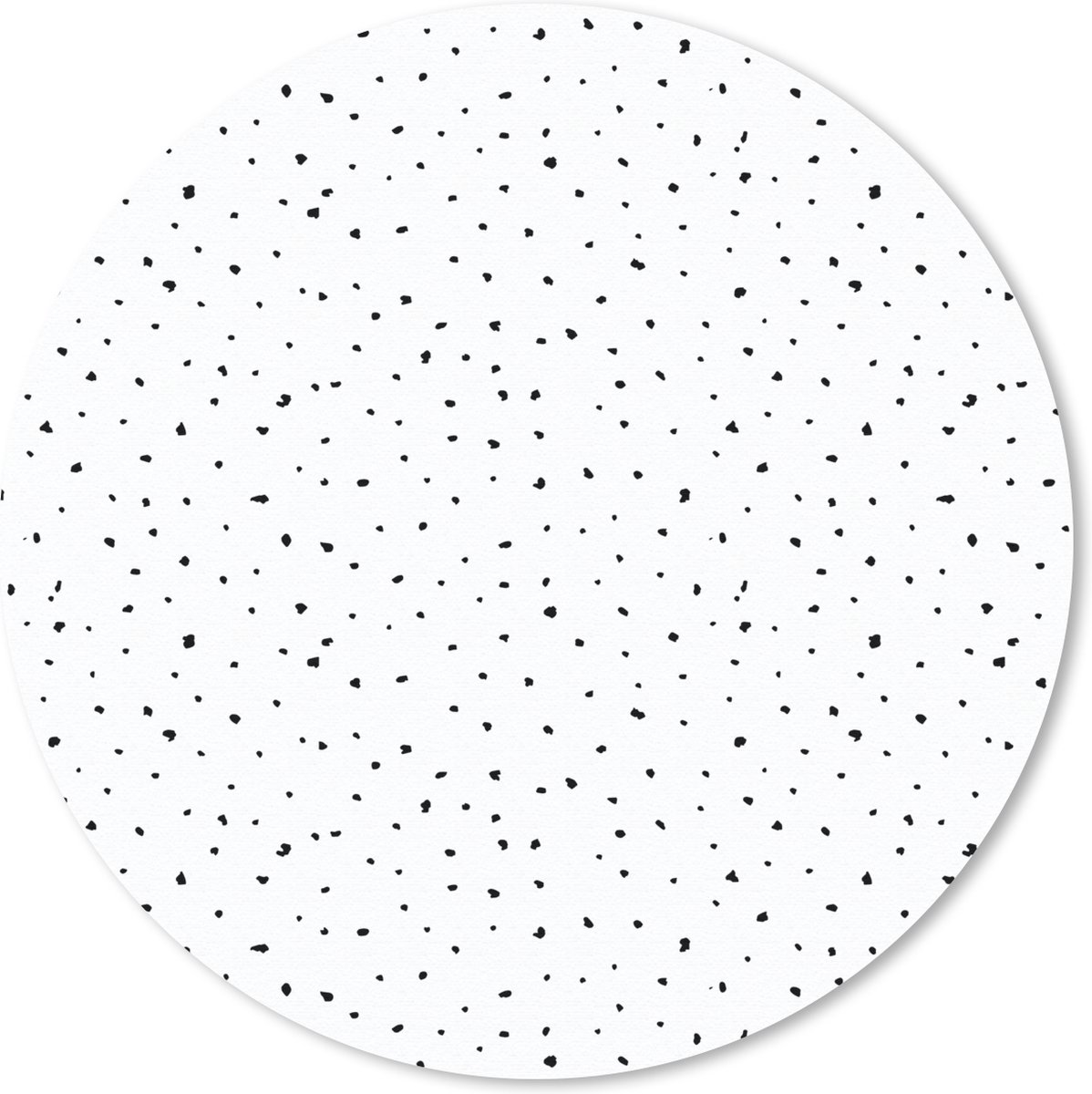 Muismat rond 50x50 cm - Mousepad Stippen - Design - Zwart - Wit - Ronde muismatten