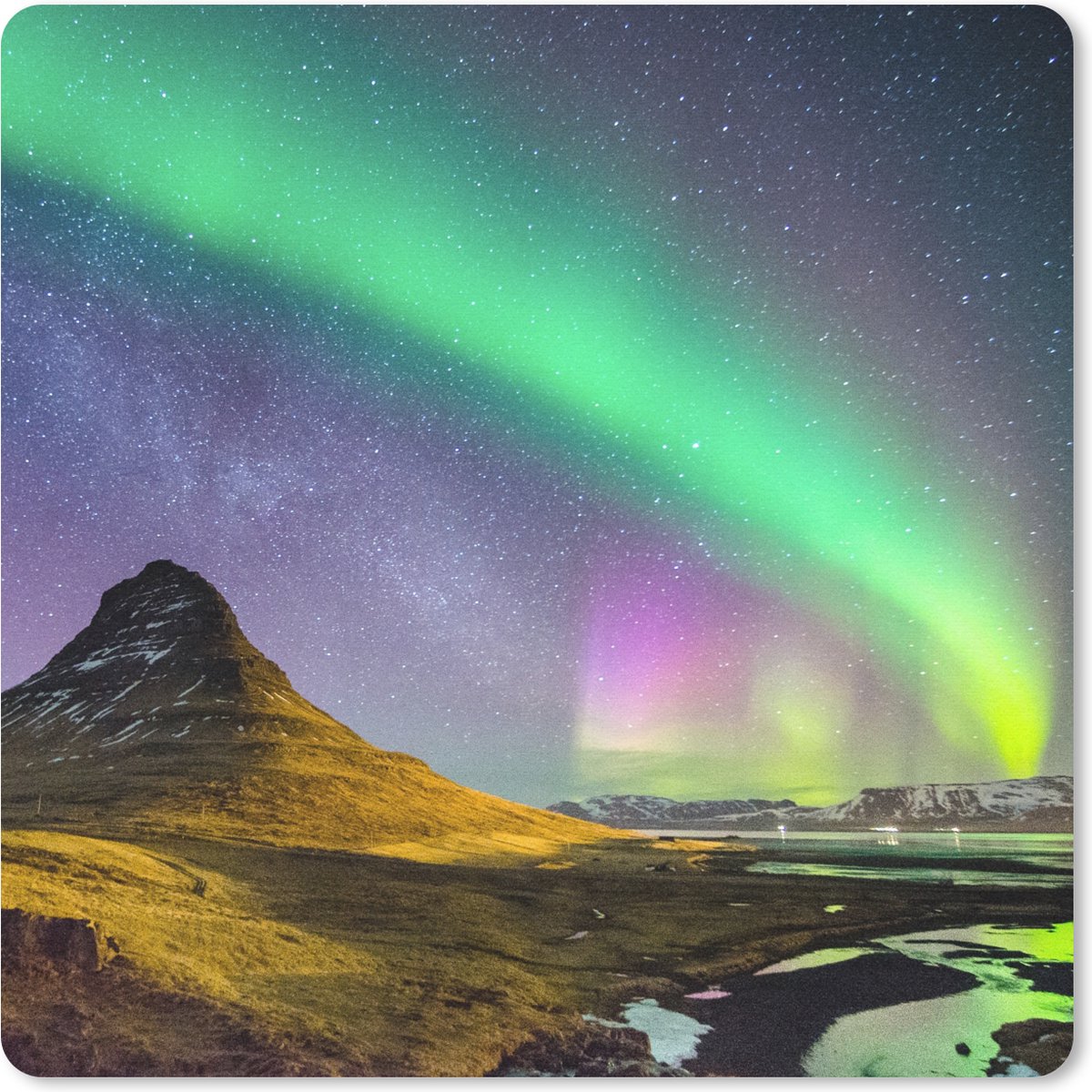 Muismat 20x20 cm - Mousepad Aurora - Noorderlicht - Nacht - Muismatten