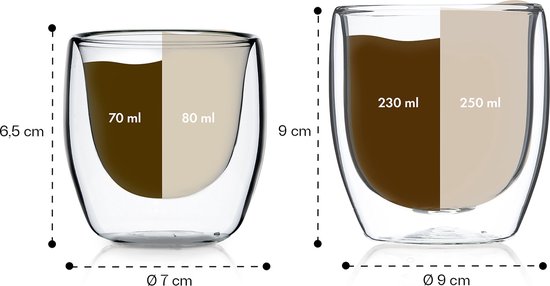 Jesolo verres thermos à double paroi en verre borosilicaté fait main 350 ml  ensemble de 2