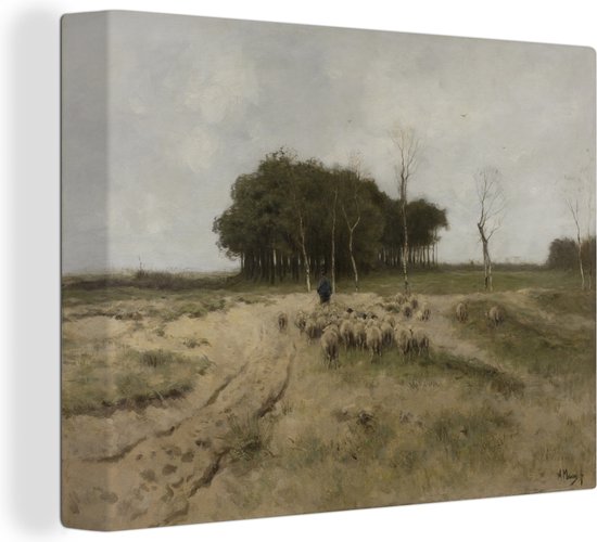 Canvas Schilderij Heide bij Laren - Schilderij van Anton Mauve - 120x90 cm - Wanddecoratie