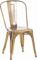 Chaise Industrielle Sibyl Deluxe - Bronze - Design Rustique - Set de 1 - Base à 4 Pieds - Pour Cuisine et Bar - Assise en Métal