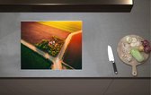 Inductieplaat Beschermer - Bovenaanzicht van Boederij op Open Vlakte in Nederland - 60x52 cm - 2 mm Dik - Inductie Beschermer van Vinyl