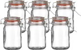 Urban Living Weck pot / pot de conservation - 6x - 250 ml - verre - avec fermeture à clip - D7 x H12 cm
