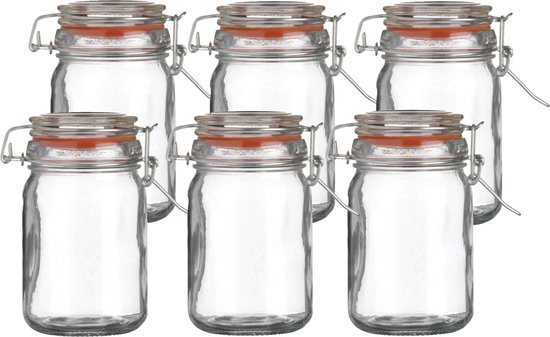 Foto: Urban living weckpot inmaakpot 6x 250 ml glas met beugelsluiting d7 x h12 cm