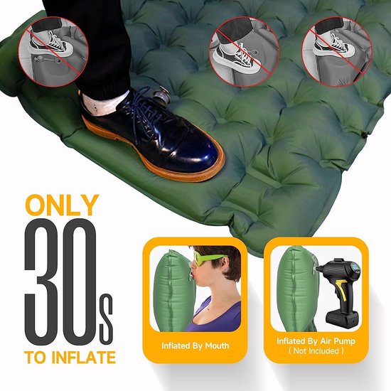 Camping isomat, 10 cm dik, opblaasbaar luchtmatras, camping, isomat voor gebouwen, ultra licht, volledig resistent, waterdicht en antislip (groot) van Camp — afbeelding 4