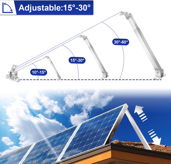 Z-houder voor zonnepaneel, 4 stuks, van aluminium, incl