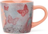 YogiMug | Yoga mok | keramische mok Open Lotus | keramische mok (abrikoos) met designprint | niet alleen voor yoga fans | koffiemok, theekopje, chai | cadeau | 300 ml