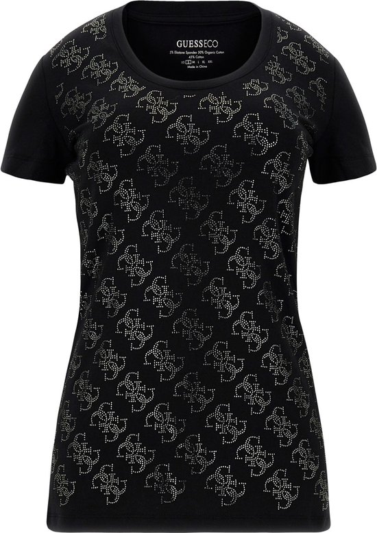 Guess 4G Allover T-Shirt Dames Zwart - Maat: M