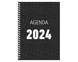 MGPcards - Bureau-agenda 2024 - A5 - Ringband - Spiraal - 7d/2p - Zwart -  FSC