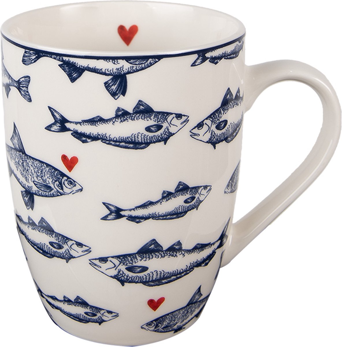 Clayre & Eef Mok 350 ml Wit Blauw Porselein Vissen