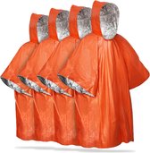 Faas Rescue Blanket Poncho - 4 Pièces - Couverture Isolante Pluie pour Festival, Marche - Taille Unique - Femme / Homme - Oranje