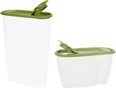 Voedselcontainer strooibus - groen - 1 en 2,2 liter - kunststof