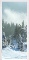 Deursticker Bos - Sneeuw - Winter - 80x215 cm - Deurposter