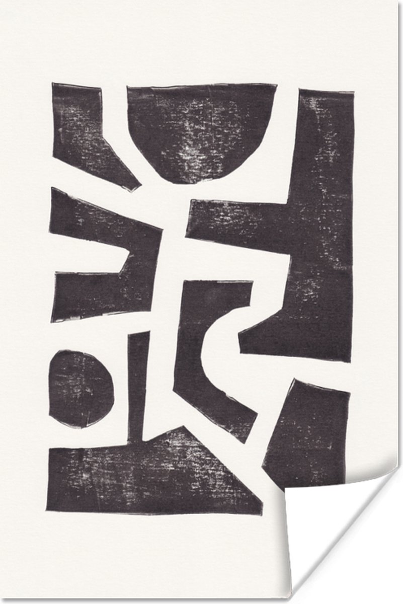 Poster Abstract - Zwart - Wit - Vormen - 40x60 cm