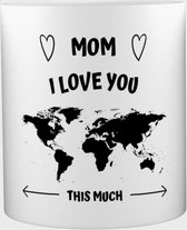 Akyol - Mom I love you this much Mok met opdruk - mama - geweldige moeder - liefste moeder - verjaardag - cadeau - kado - bedankje - geschenk - 350 ML inhoud