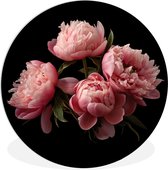 WallCircle - Wall Circle - Wall Circle Indoor - Fleurs - Pivoine - Rose - Botanique - Nature - 60x60 cm - Décoration murale - Peintures Ronds