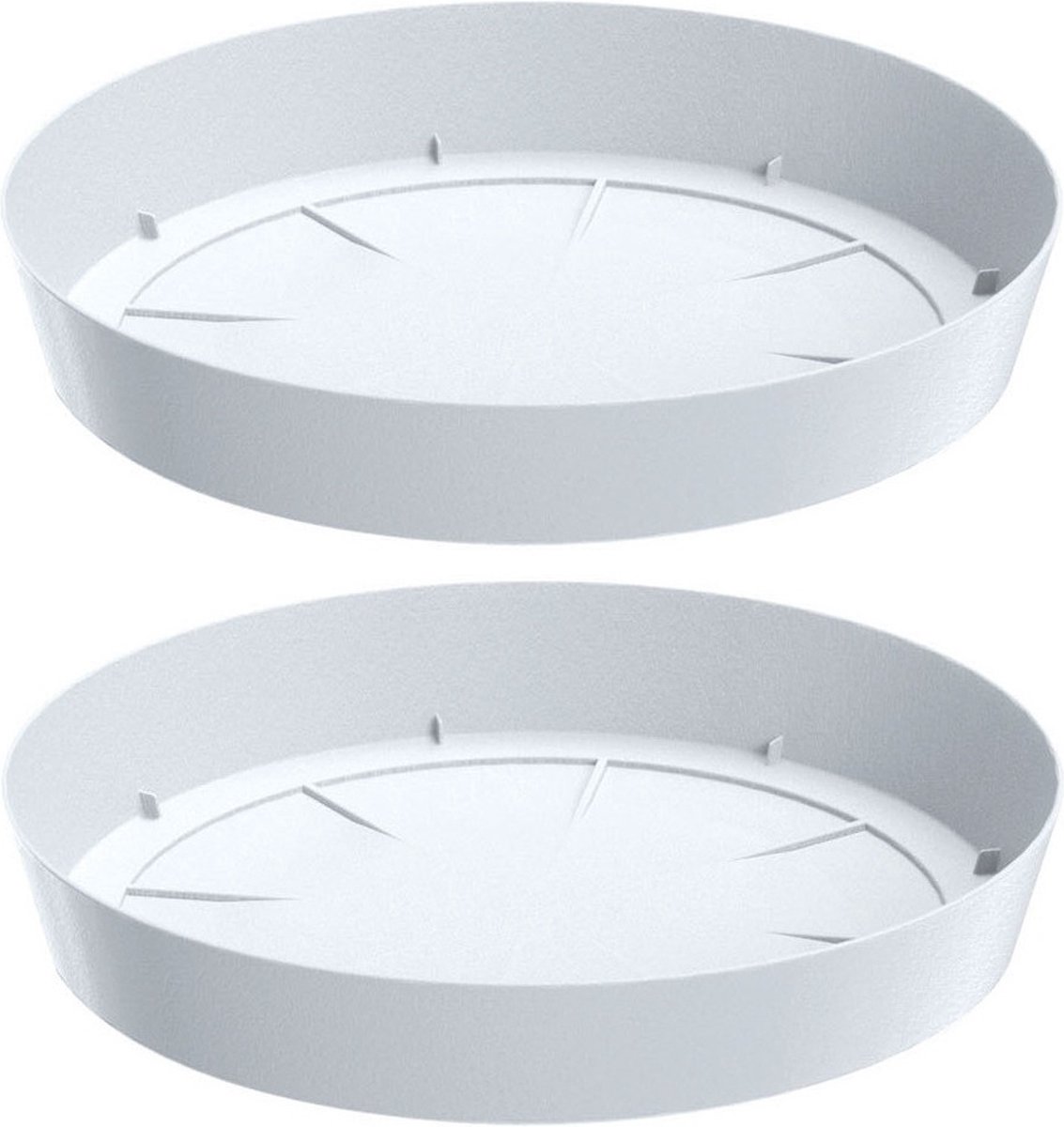 Prosperplast Opvangschaal/onderschaal voor bloempot/plantenpot - 2x - wit - rond - Dia 27 cm