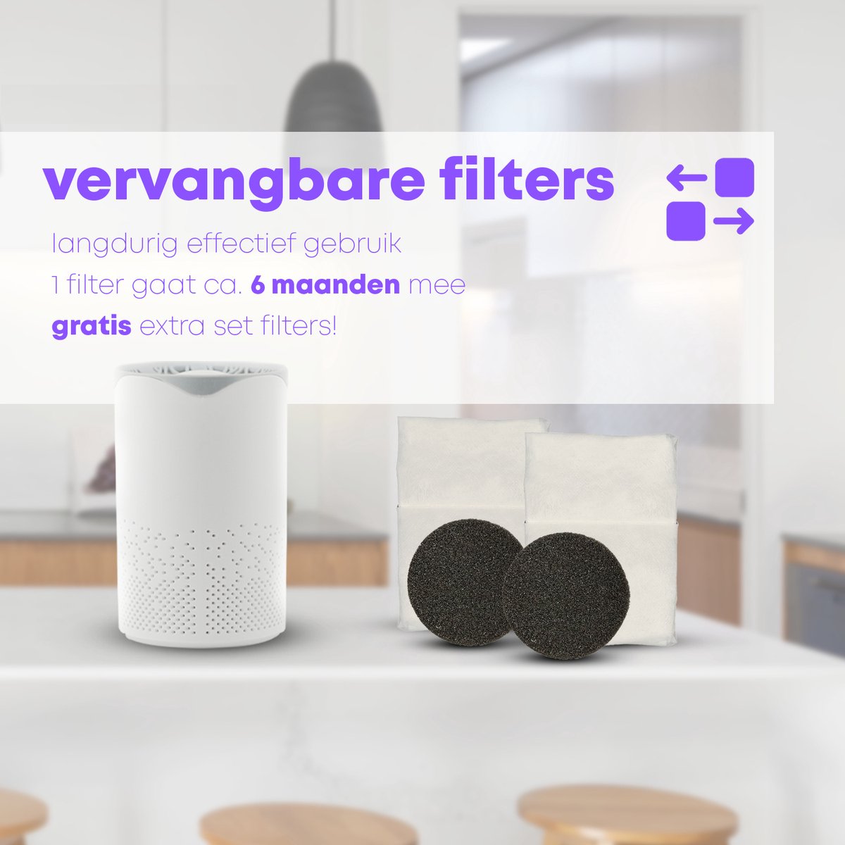 Luchtreiniger - Air Purifier - Mini Luchtreiniger met Ionisator / Actieve Koolstof - Vervangbaar HEPA Filter - UV lamp — afbeelding 5