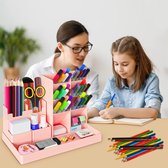 Pennenhouder, bureau, bureau-organizer, 5 stuks, combineerbare pennenbox voor kinderen, van plastic, multifunctionele bureau-organizer, pennenkoker voor pennen, thuis, kantoor, school