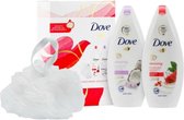 Dove Radiantly Refreshing Reviving Body Wash 225 ml + Ontspannende Body Wash 225 ml + Douche Puff 1 set