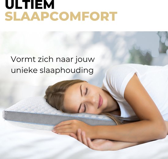 Ozocozy Dream on - Hoofdkussen - 60 x 70 cm - Memory Foam - Traagschuim Hoofdkussen - Geschikt voor rug-, zij- en buikslapers - Verkoelende Technologie - Vulbaar