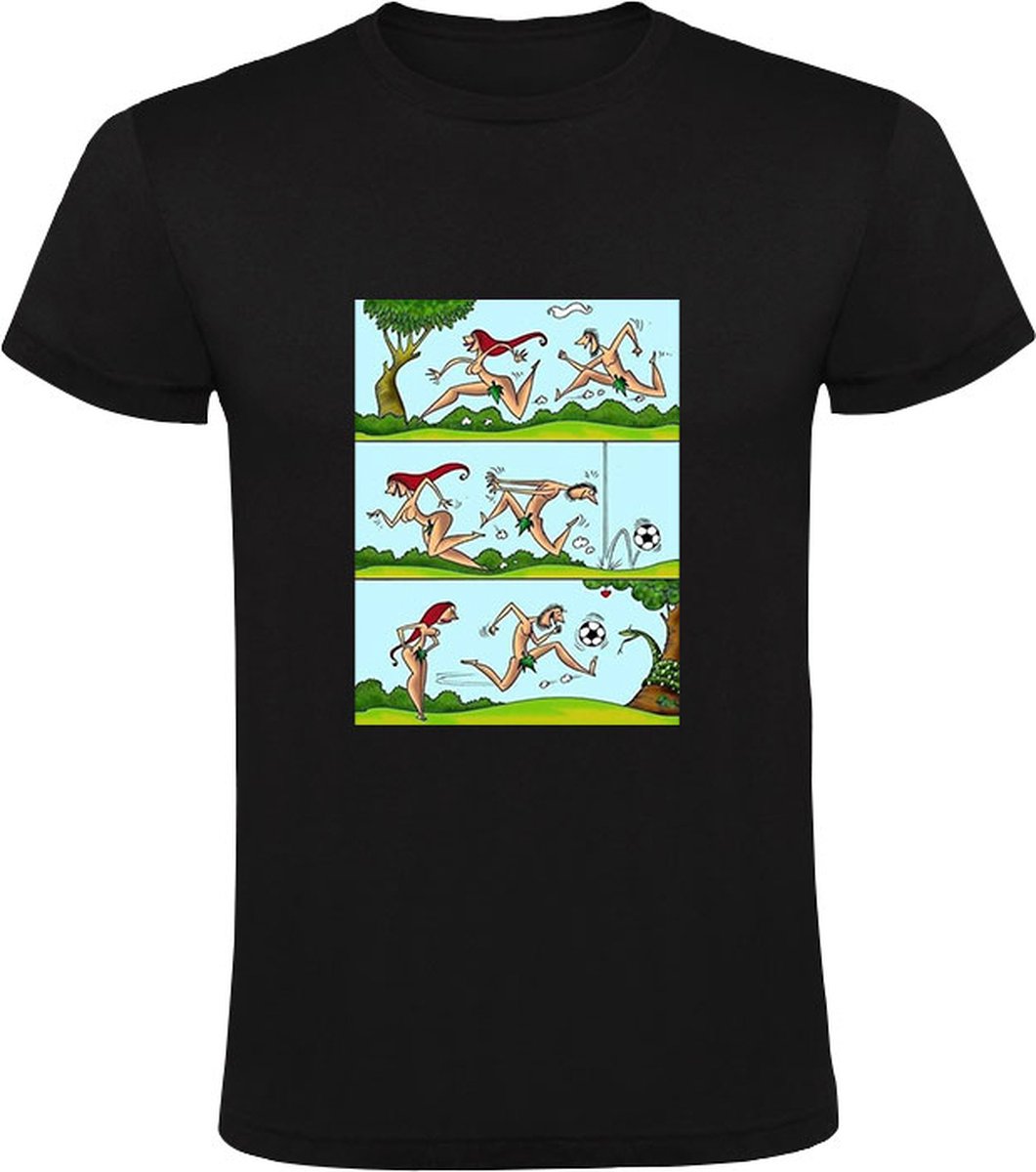 Grappig Heren T-shirt - voetbal - naakt - man - vrouw - grappig