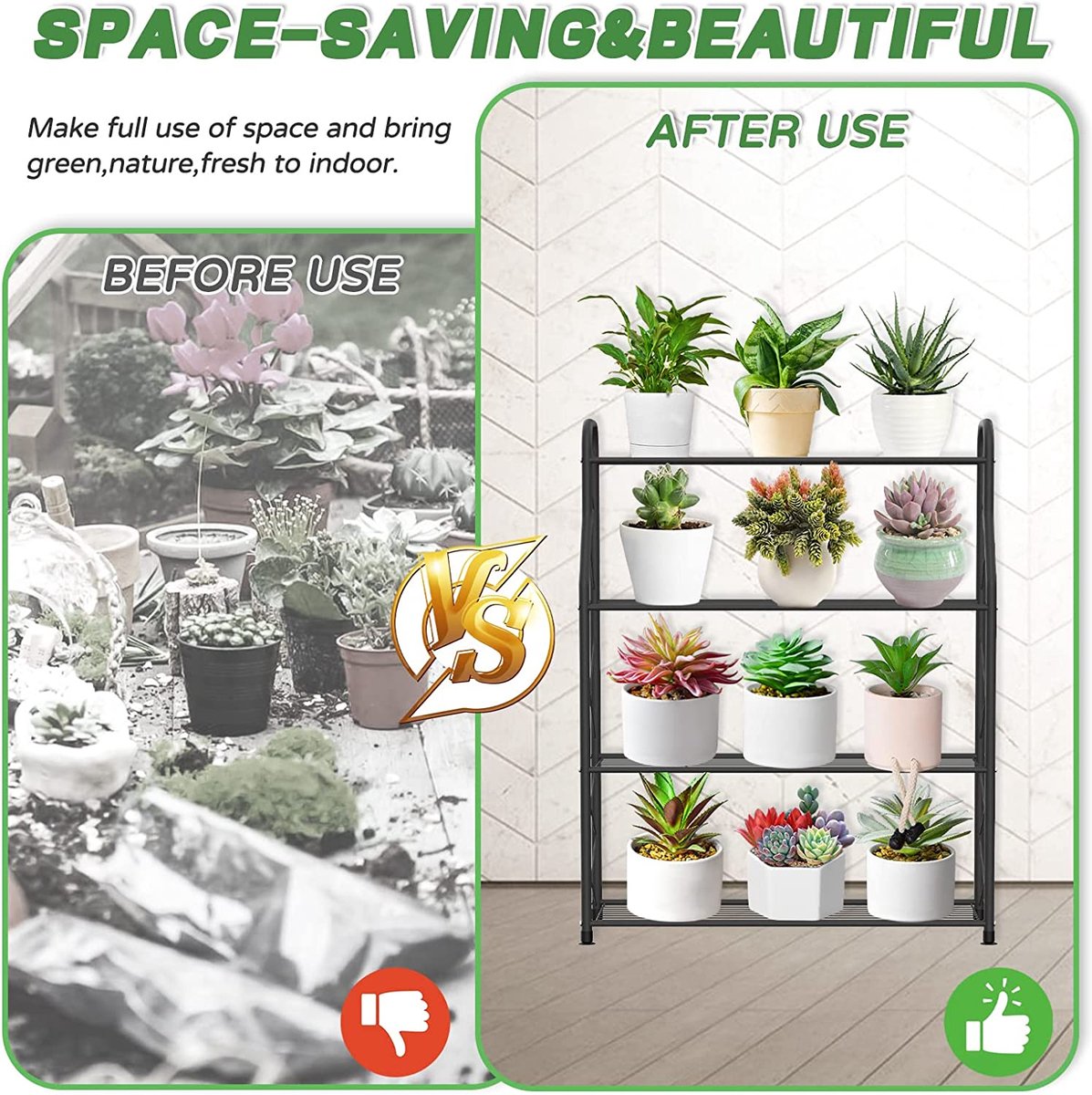 Deuba Plantenrek Metaal 3 Planken Etagere Balkon Tuin Terras Bloemenrek Plantenstandaard Bloementrap
