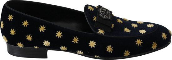 Blue Velvet Crown Slippers Loafers schoenen