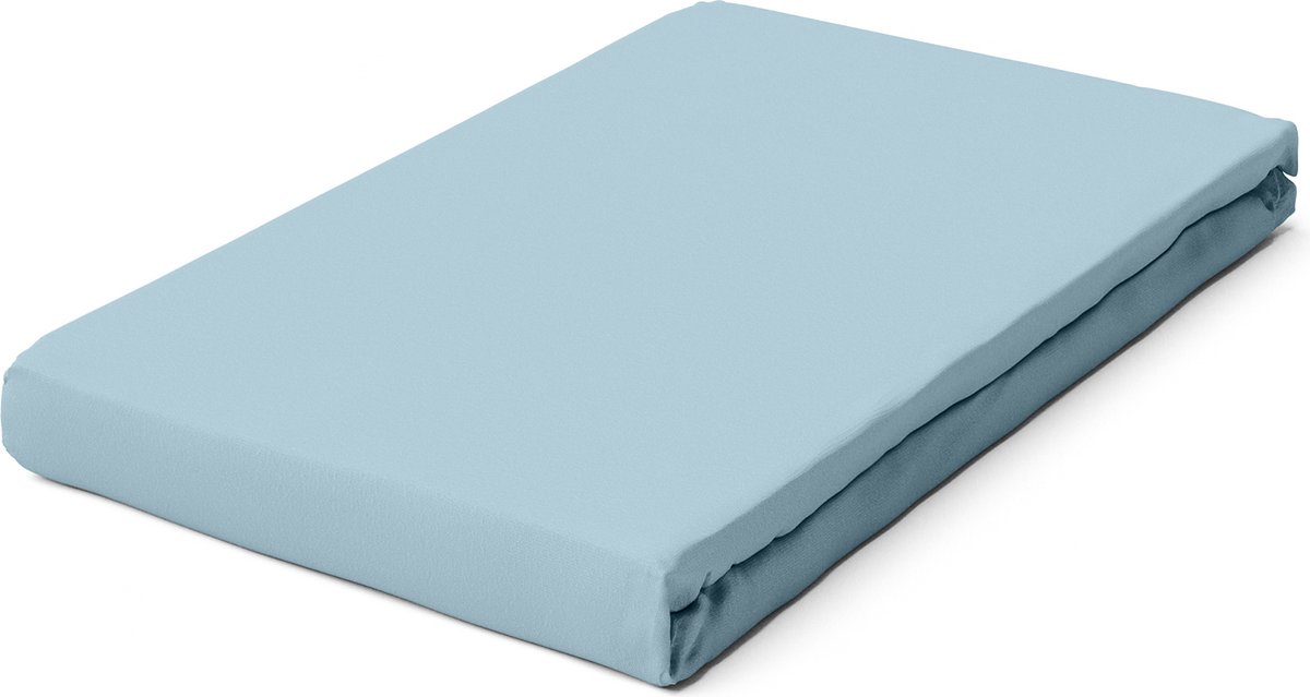 Schlafgut Pure Bio Katoen Jersey Hoeslaken S - 90x190 - 100x220 536 Blue Light