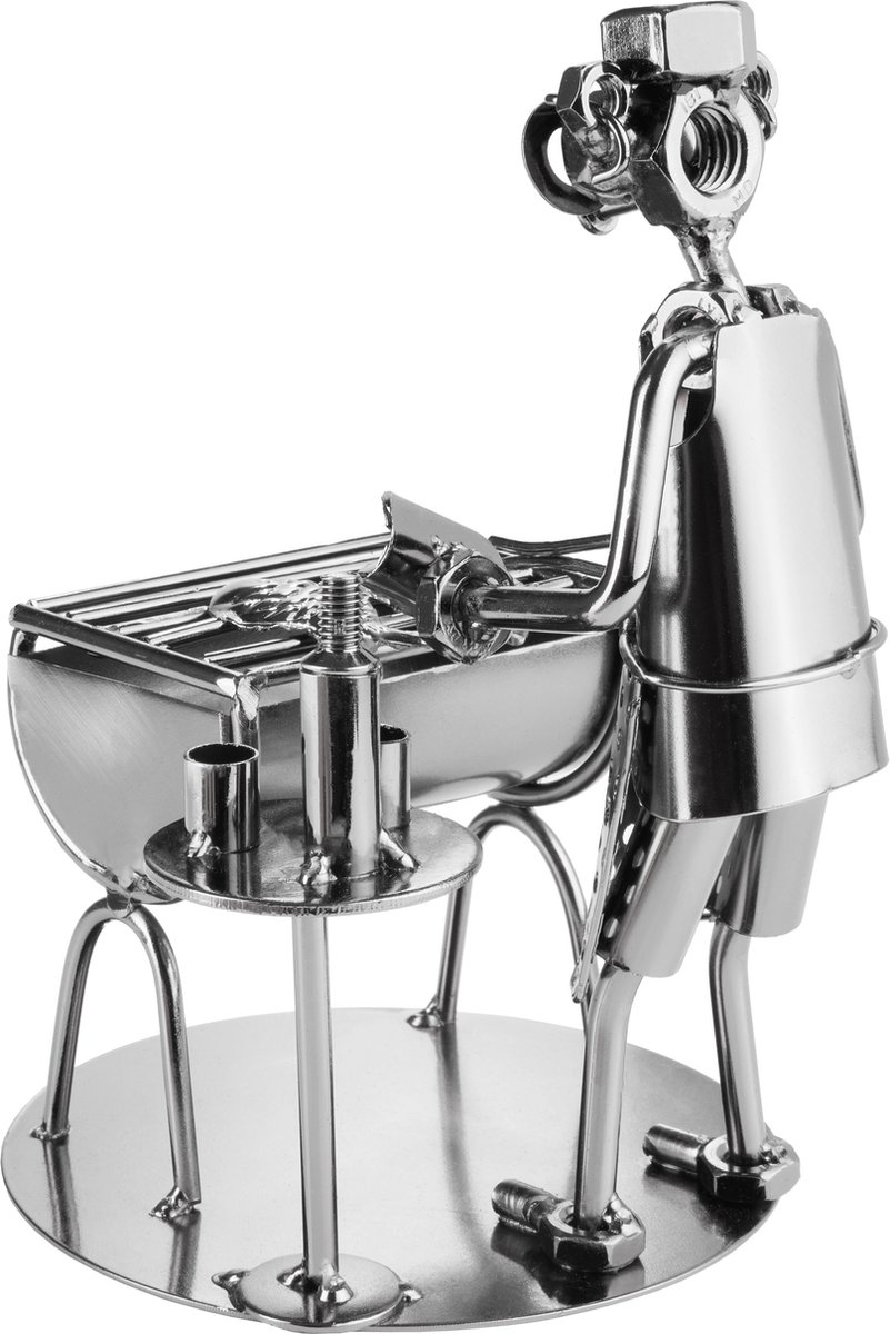 BRUBAKER Schroef Man Barbecue Grill - Grill Master Vis - Handgemaakte IJzer Figuur Metal Man - Metal Figure Gift Idee voor Koks en Grillers