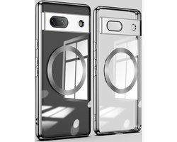 Google Pixel 7a Hoesje MagSafe Back Cover TPU Transparant/Zilver
