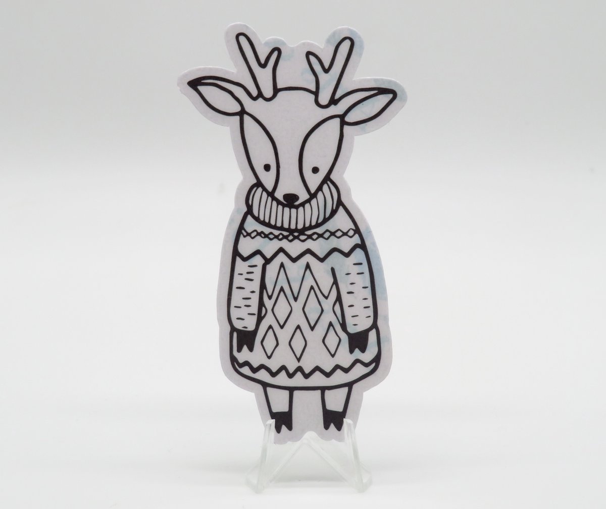 Winter Rendier Sticker - Dieren in het Dagelijks Leven | Vera's Arts & Dice | Schattige Stickers - Handgemaakte Stickers - Journaling - Bullet Journal - Scrapbooking - Leuke Stickers - Laptop Sticker - Telefoon Sticker