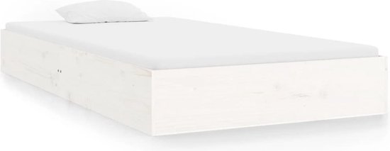 vidaXL - Bedframe - massief - hout - wit - 100x200 - cm