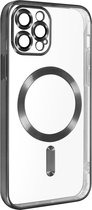 MagSafe Case Geschikt voor Apple iPhone 12 Pro Siliconen Bescherming Camera Chroom Zwart